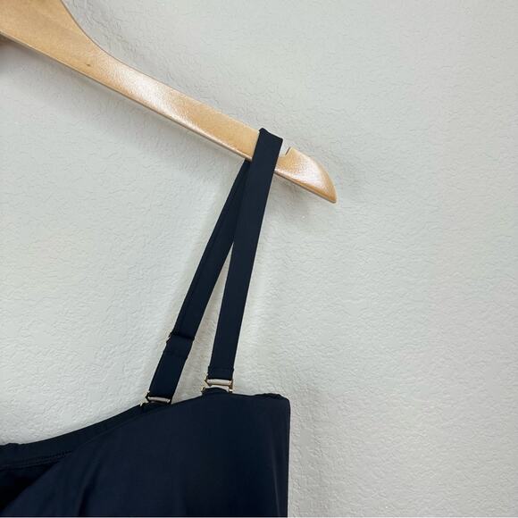 LAUREN RALPH LAUREN PLUS SIZE BLACK BANDEAU FLYAWAY ONE-PIECE SWIMSUIT SIZE 18W - Picture 6 of 13